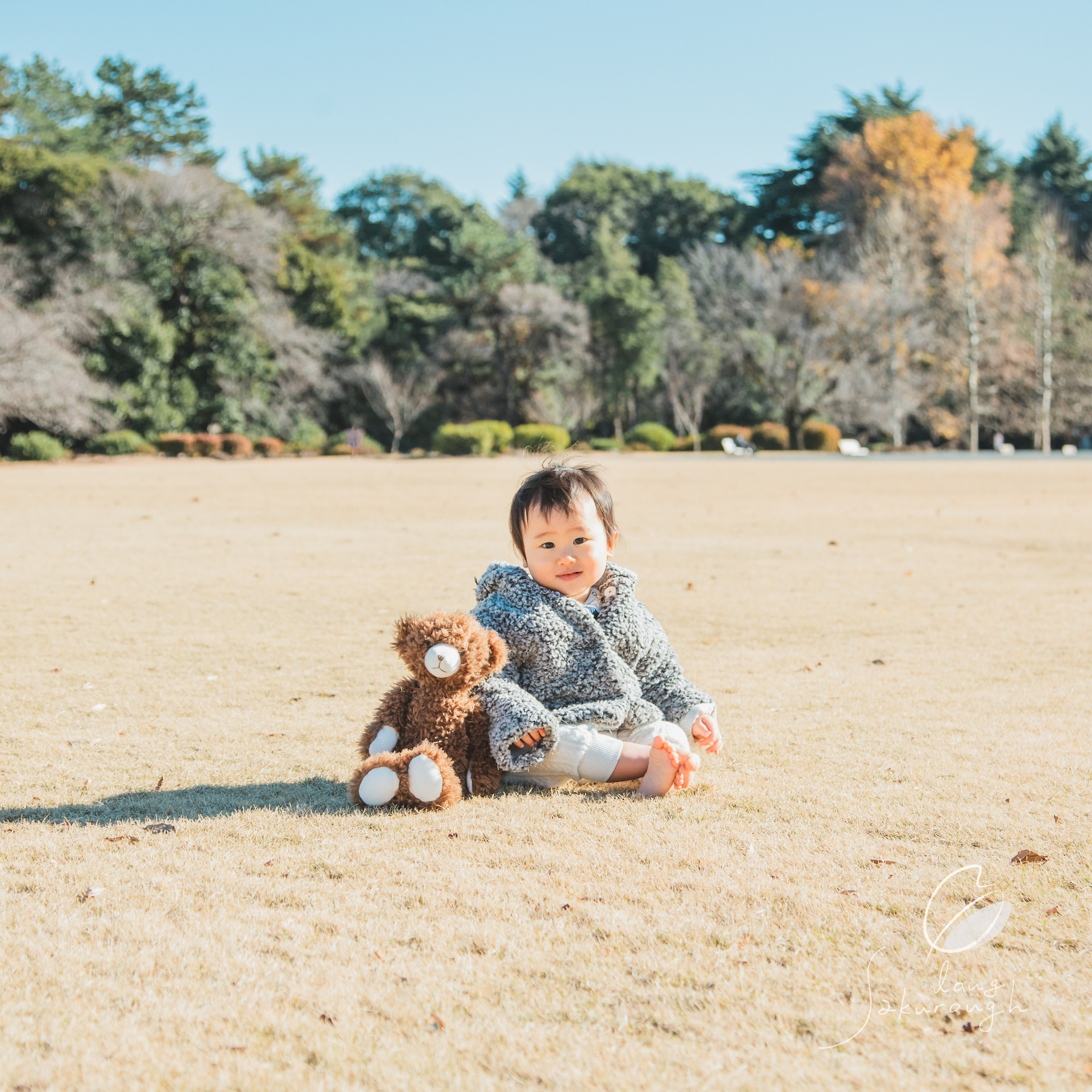 ◆僕とくまさん。冬の家族写真  – 1歳男の子の撮影レポ –